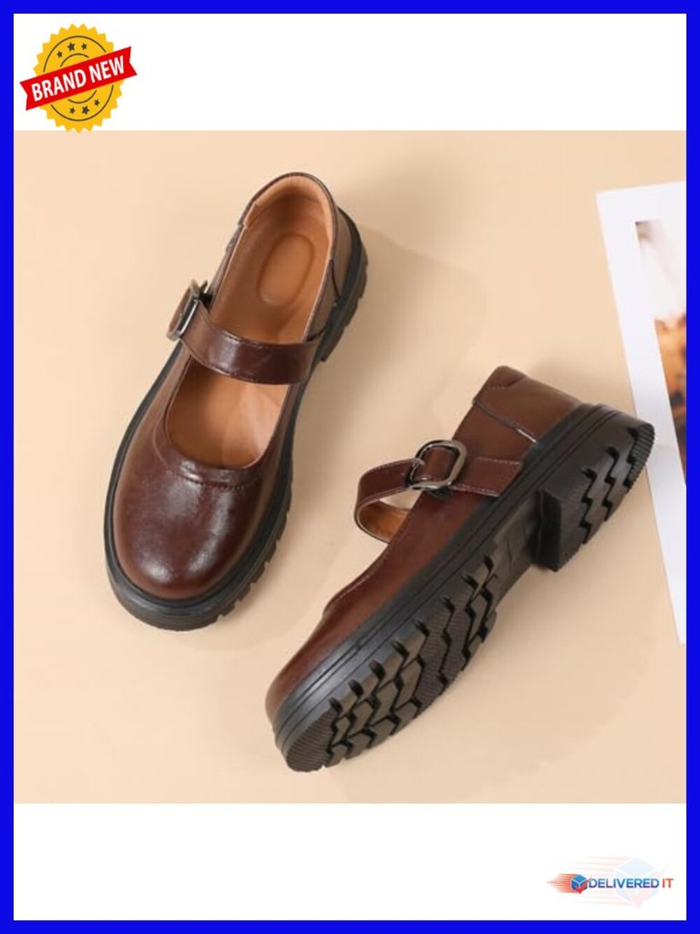 Women Mary Jane Oxford Platform Shoes - Classic Casual Buckle Strap, Non-Slip, - Picture 4 of 6